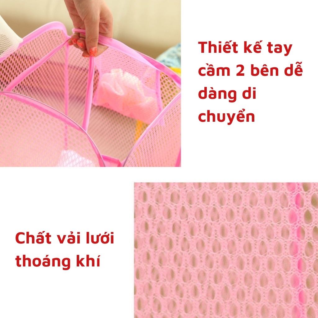 Giỏ lưới đựng đồ giặt quần áo bẩn giỏ đồ đa năng siêu nhẹ thoáng khí dễ dàng vệ sinh tiện lợi giặt giũ nhà tắm