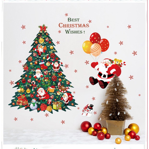 Decal trang trí tường Noel - Cây Thông Sắc Màu Mới