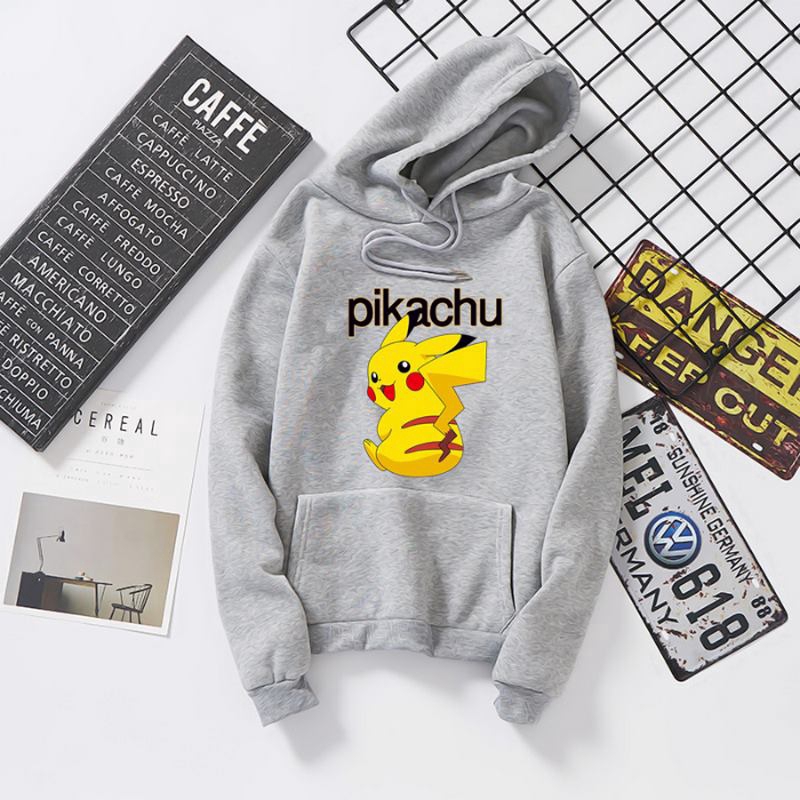 Áo Hoodie Tay Dài In Hình Pikachu Đáng Yêu Thời Trang Hàn Quốc Cho Cặp Đôi