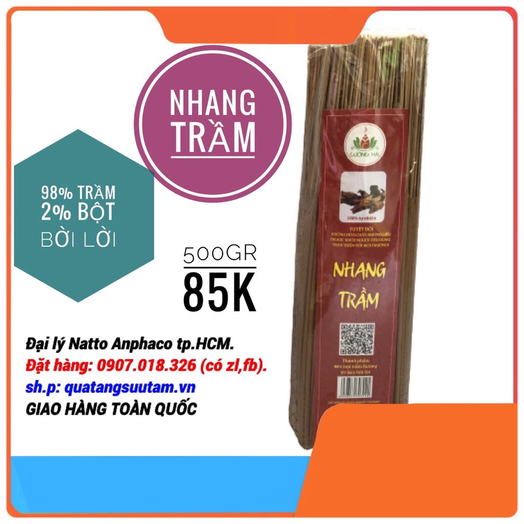 Nhang trầm Huế sạch 100% không hóa chất -Cường Hải, bó 500gr - 300 que, 100% chính hãng, binnhi, tphcm