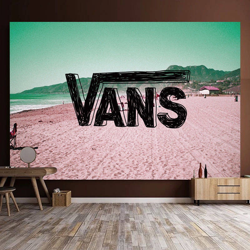 Thảm Treo Tường Trang Trí Phòng Ngủ / Ký Túc Xá In Logo Vans Thời Trang