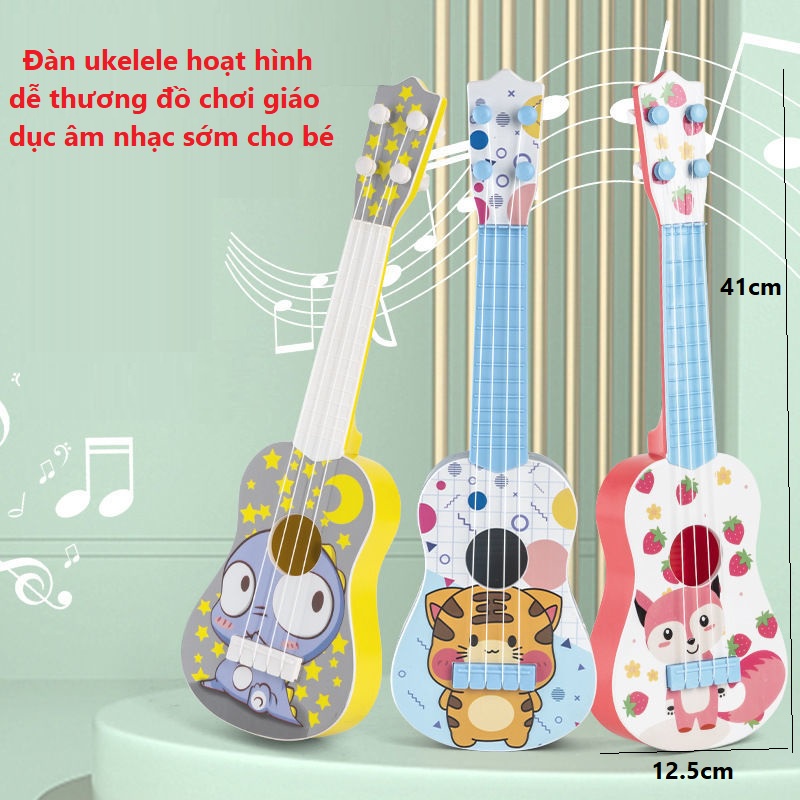 Đàn Ghita mini đồ chơi dễ thương hoạt hình cho bé đồ trang trí chụp ảnh Đàn nhạc cụ 4 dây size lớn BHI KIDS