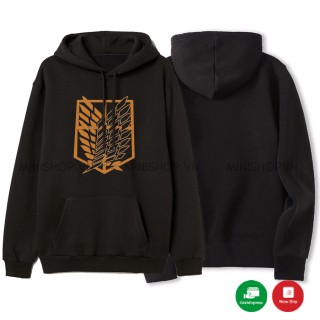 Áo nỉ hoodie nam nữ Attack On Titans chất nỉ bông dày ấm mềm mịn dáng rộng thoải mái