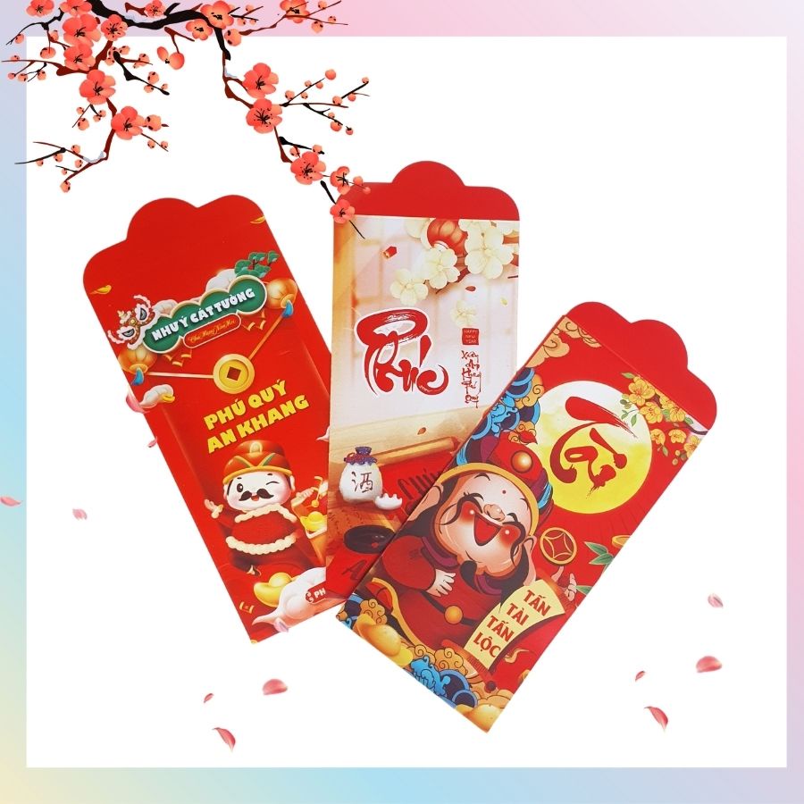 Combo 20 30 50 Bao Lì Xì Tết 2022 Trộn Mẫu Ngẫu Nhiên Giá Sỉ, Chất Giấy C150 Cứng Cáp, Dày, Sáng, Nét
