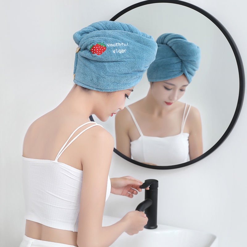 Mũ Tắm Trùm Đầu Bằng Vải Nhung Siêu Mềm Thấm Hút Nhanh Khô Tiện Dụng