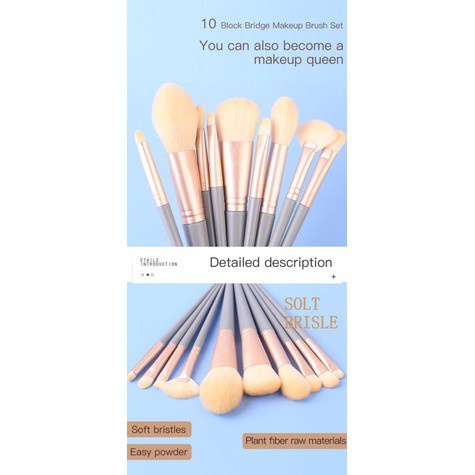 10 Cọ trang điểm phấn phủ phấn nền siêu mềm màu xanh dương