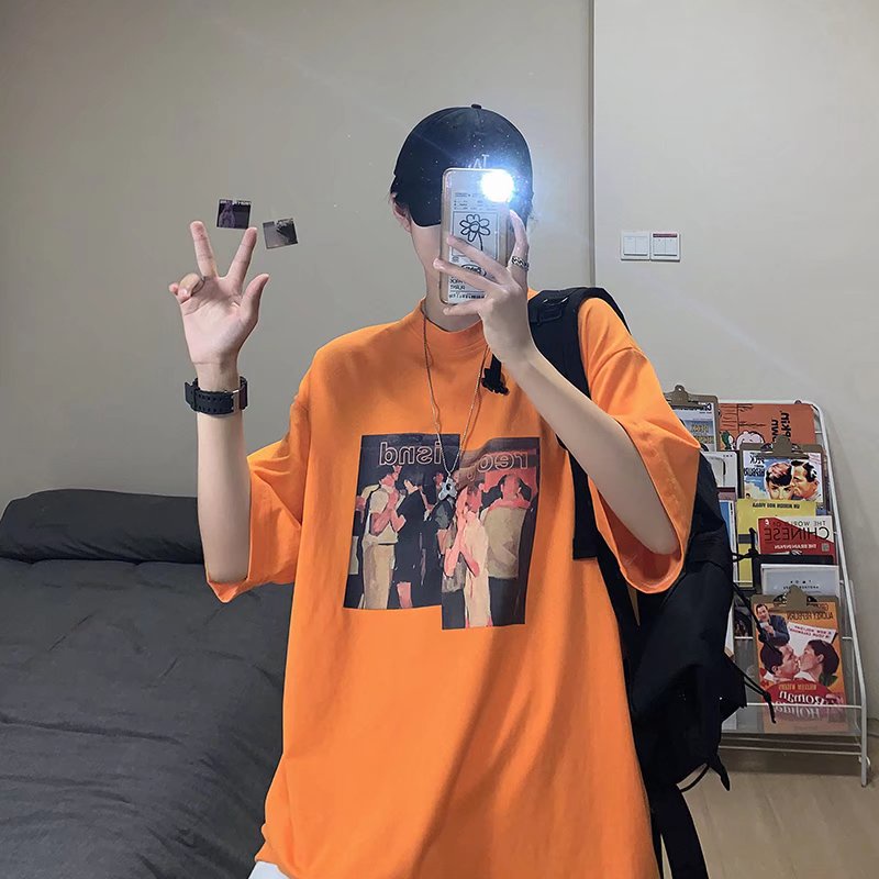 Áo Thun Dáng Rộng In Chữ Phong Cách Hàn Quốc Thời Trang Mùa Hè Cho Nam Size M-8XL
