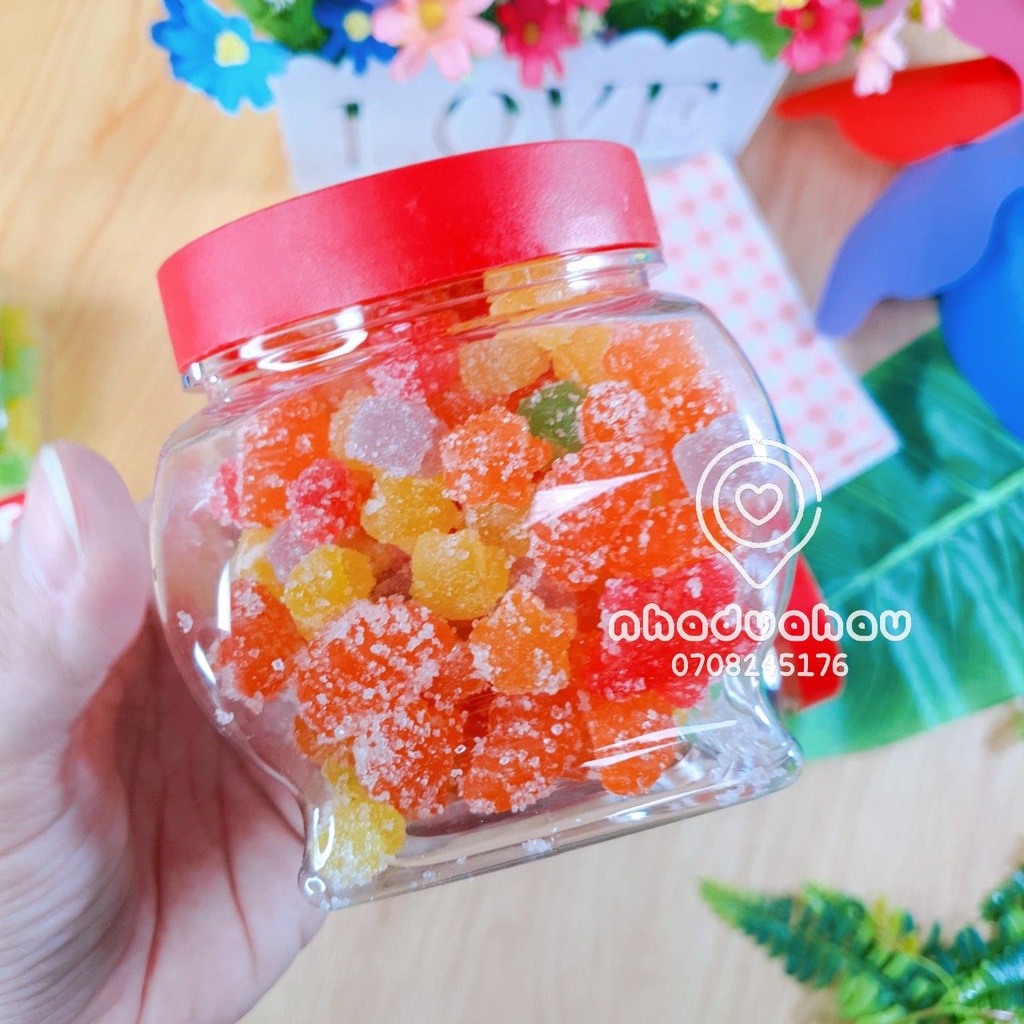 Xả - Một hủ 250g/ gói 500g kẹo dẻo phủ  đường mix vị trái cây Hongkong hủ 250gam giao ngẫu nhiên