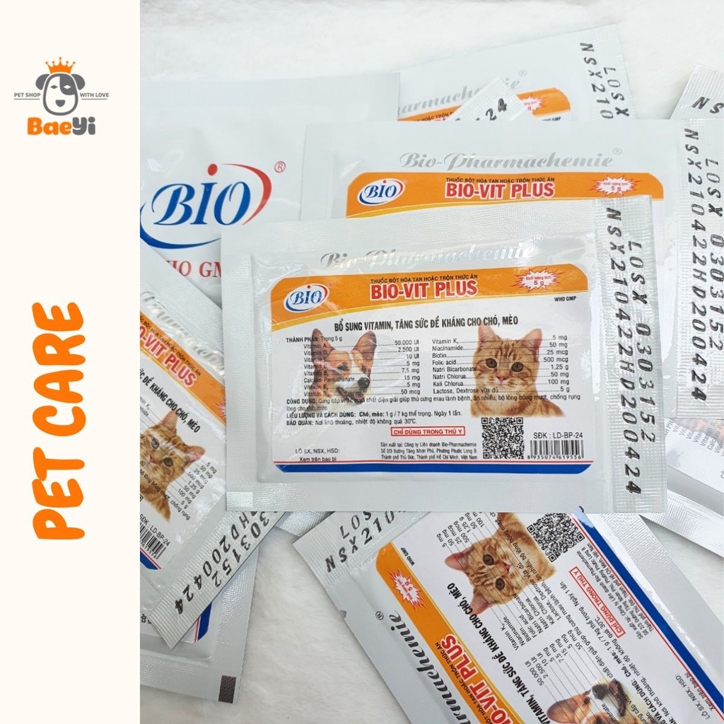Vitamin, tăng sức đề kháng cho chó mèo BIO-VIT PLUS 5g  - BaeYi Petshop