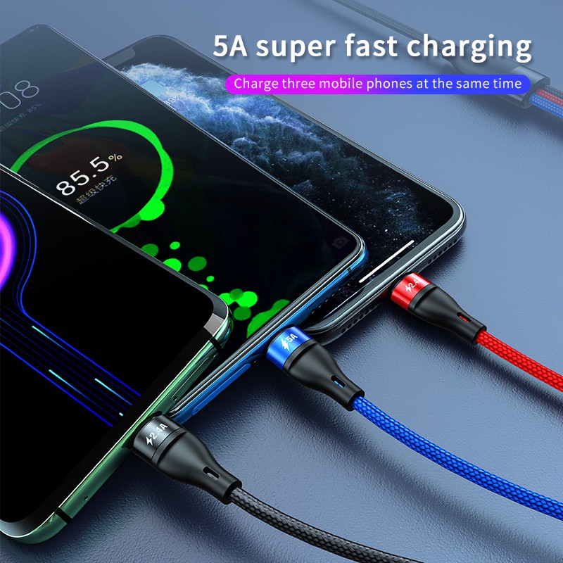Cáp sạc SGALAS 3 trong 1 1.2m thích hợp cho Apple Android USB Type-C