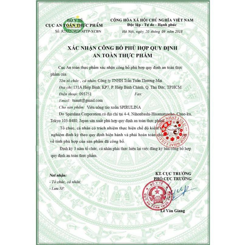Tảo xoắn Spirulina Nhật dạng túi 2200/2400 viên Nhật bản