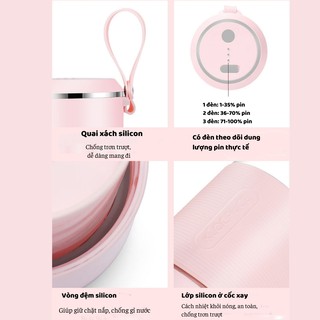 Máy xay sinh tố cầm tay mini đa năng cầm tay cao cấp JUICER Cốc Thủy Tinh 4 6 Lưỡi 3000mah Bảo Hành 12 Tháng