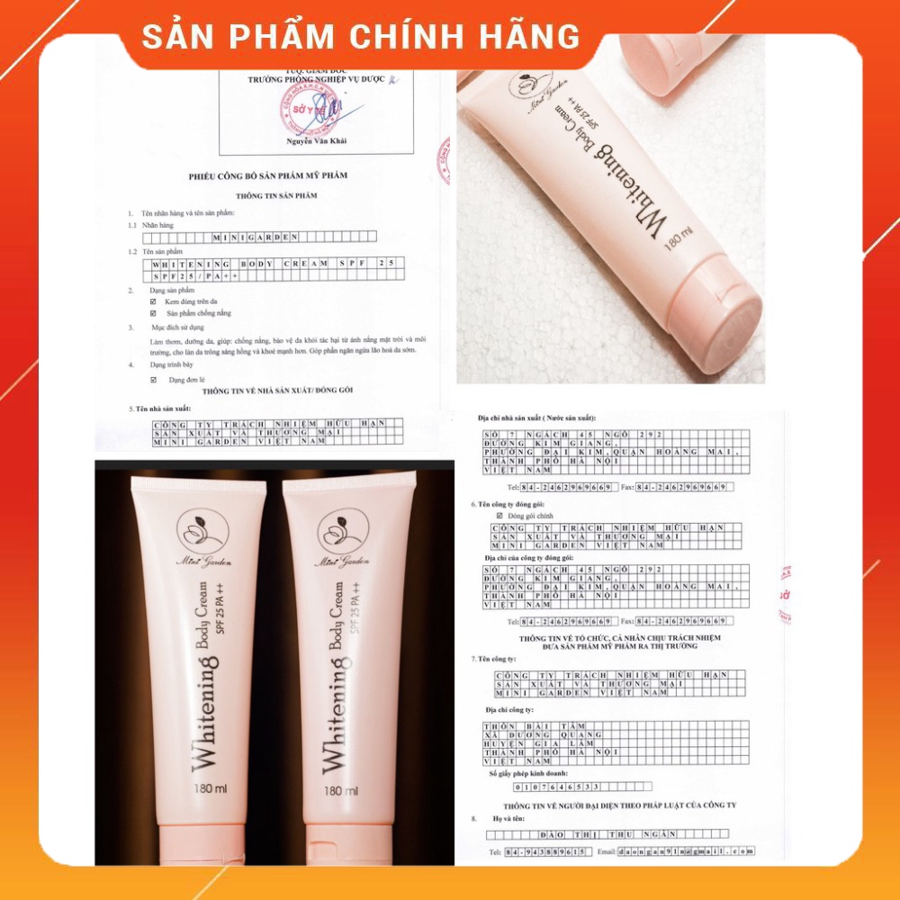 Kem body men bia Minigarden 35ml whitening cream SFP25 /PA++