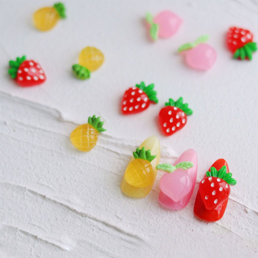 [Hàng mới về] Bộ 10 hạt phụ kiện trang trí móng tay hình trái cây 3d đáng yêu