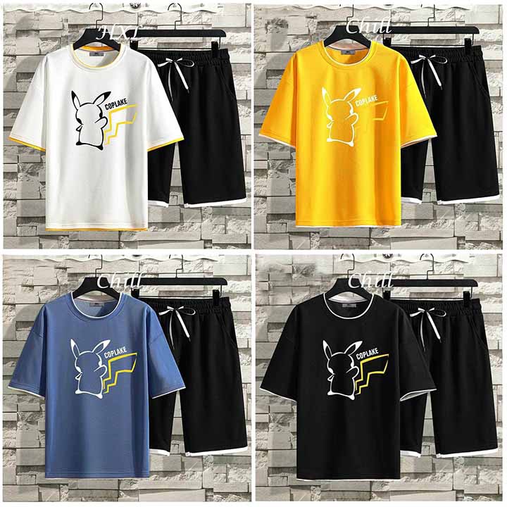 [ GIÁ SẬP SÀN ] Áo Thun Đồ Bộ Siêu Cute Pikachu Dành Cho Nam Nữ Mặc Ở Nhà/Bộ quần áo thể thao nam lưới mè