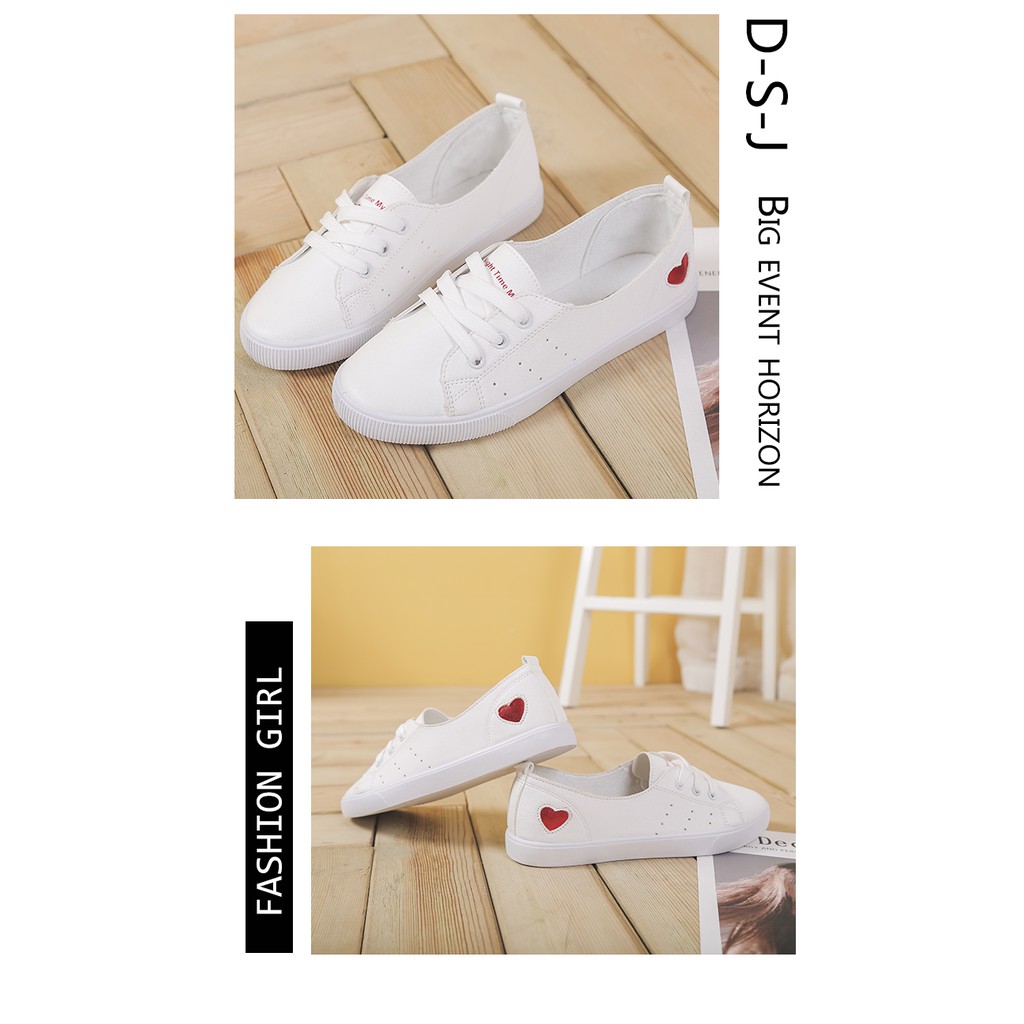 Giày Lười Slip On Buộc Dây Đế Bệt In Hình Tim Siêu Xinh  MPS224 - Mery Shoes | BigBuy360 - bigbuy360.vn