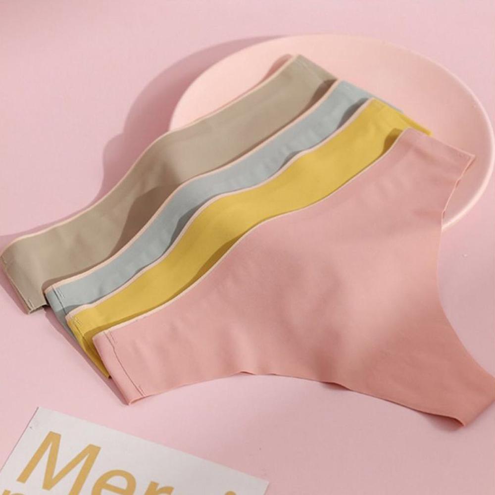 OCEANMAP Quần Lót Lọt Khe Bằng Lụa Satin Màu Trơn Thời Trang Dành Cho Nữ