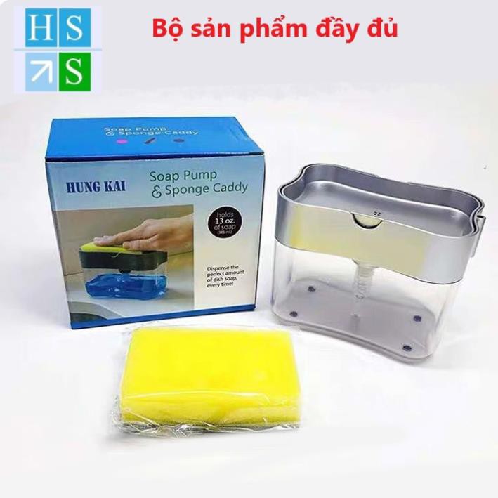 (Bán sỉ) Hộp đựng nước rửa chén 380ml , ấn lấy nước rửa bát thông minh (Tặng kèm miếng bọt biển) - Gia dụng Phước Hòa