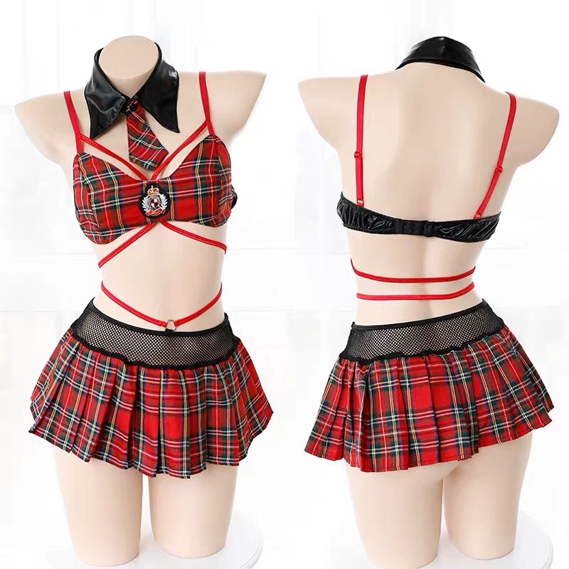 Set Học Sinh Kẻ Đỏ | Cosplay Học Sinh | | BigBuy360 - bigbuy360.vn