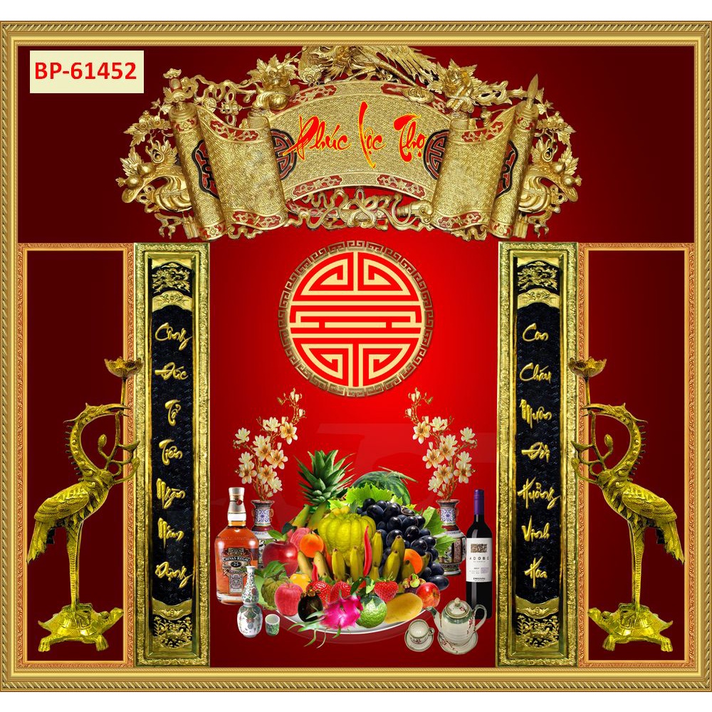 Tranh dán tường 3D vải lụa 3d cao cấp giành cho phòng thờ