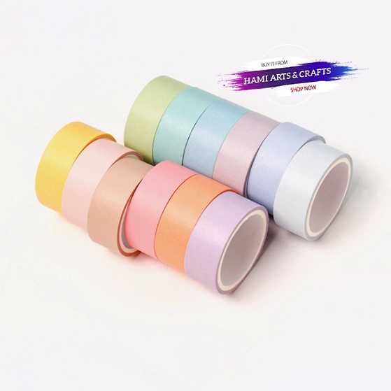 Washi Tape 12 màu pastel dài 3m [washi-061]