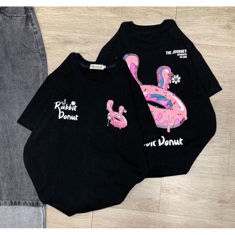 ÁoThun Nam Nữ Donuts Unisex Tay Lỡ Cổ Tròn Cotton Đen Tím Basic Phom Rộng Oversize Local Brand