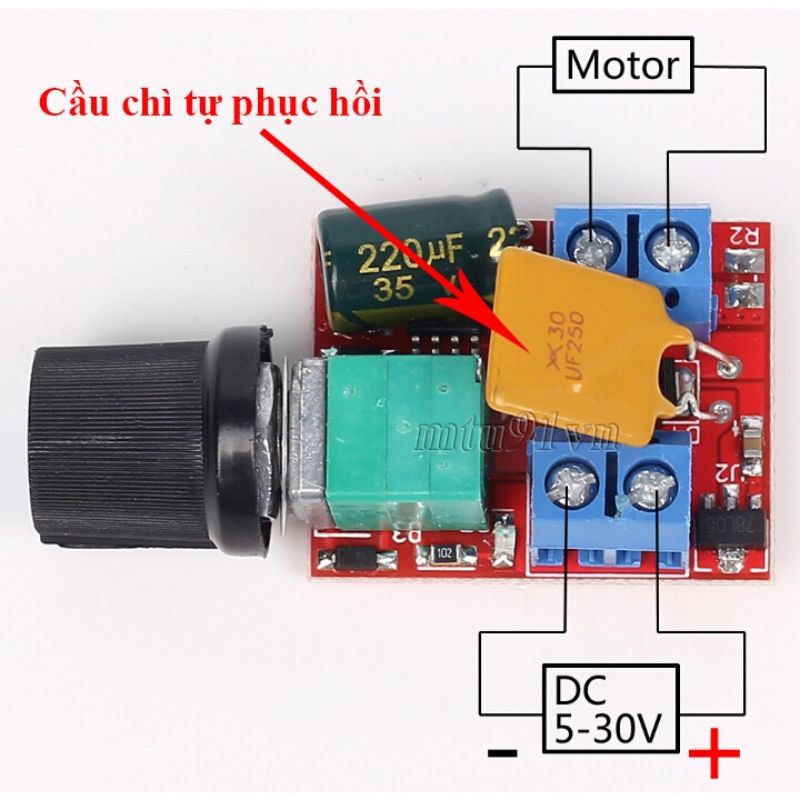 Mạch điều tốc động cơ DC PWM 5A 3-35V dùng điều khiển tốc độ motor chỉnh độ sáng đèn Led
