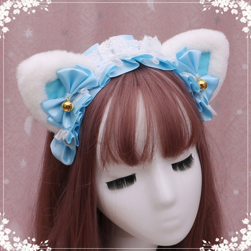 Cài Tóc Tai Mèo Phối Ren Và Chuông Phong Cách Lolita Cho Nữ