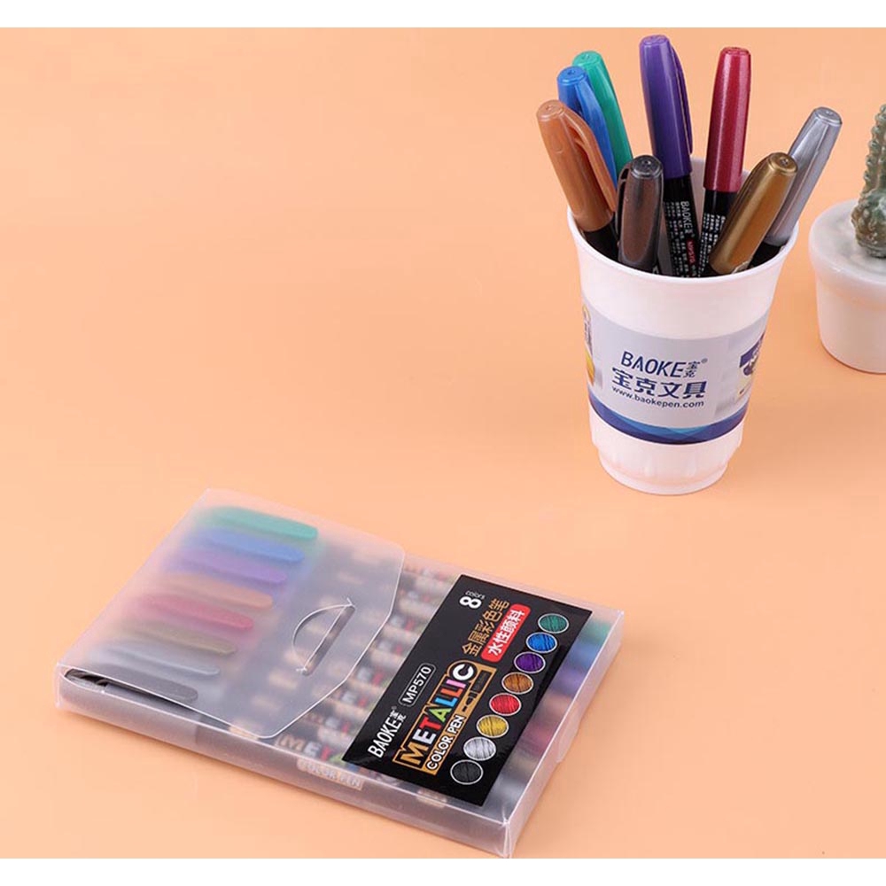 Set 8 cây bút đánh dấu màu ánh kim 8 màu dùng để vẽ hình DIY