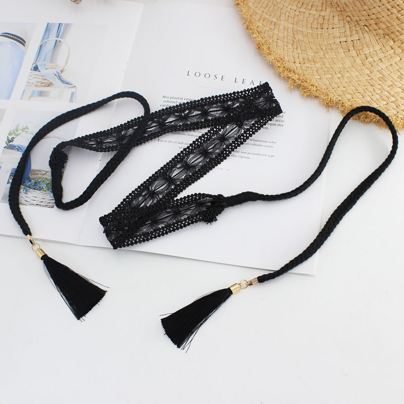 Thắt Lưng Bện Dây Cotton Phối Ren Mỏng Phong Cách Hàn Quốc Mới 2021