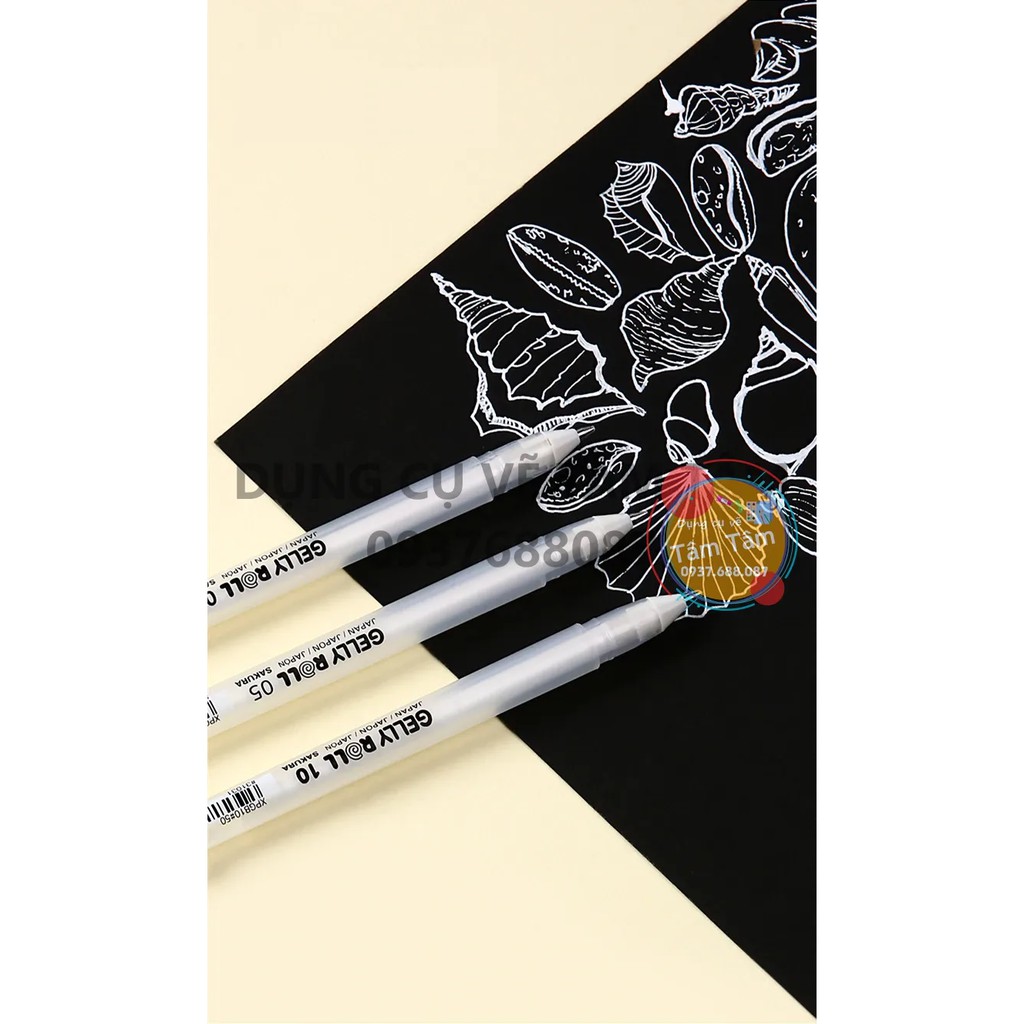 [ TÂM TÂM ]-Bút trắng gelly roll Sakura, Gelly roll (Size - 05 Fine - 08 Medium - 10 Bold)-