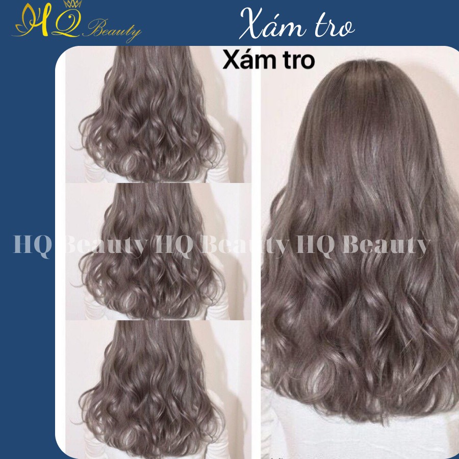 (Ảnh thật màu Xám tro) Thuốc nhuộm tóc chiết xuất thảo dược, hàng nhập khẩu, tặng oxy