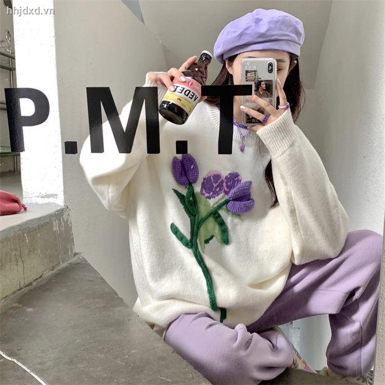 Áo sweater cổ tròn dáng rộng ba chiều hình hoa tulip có khóa kéo thời trang thu đông hàng mới dành cho nữ sinh [làm 7 ngày] | BigBuy360 - bigbuy360.vn