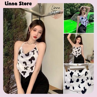 Áo Yếm Nữ Bò Sữa Vải voan cát 🦋 Yếm Nữ 2 Dây In Hình Có Mút Ngực 🦋