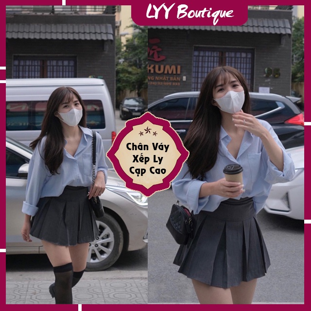 Chân váy xếp ly ngắn CẠP CAO năng động, Chân váy tennis xếp li to dáng chữ A Hàn Quốc LYY BOUTIQUE