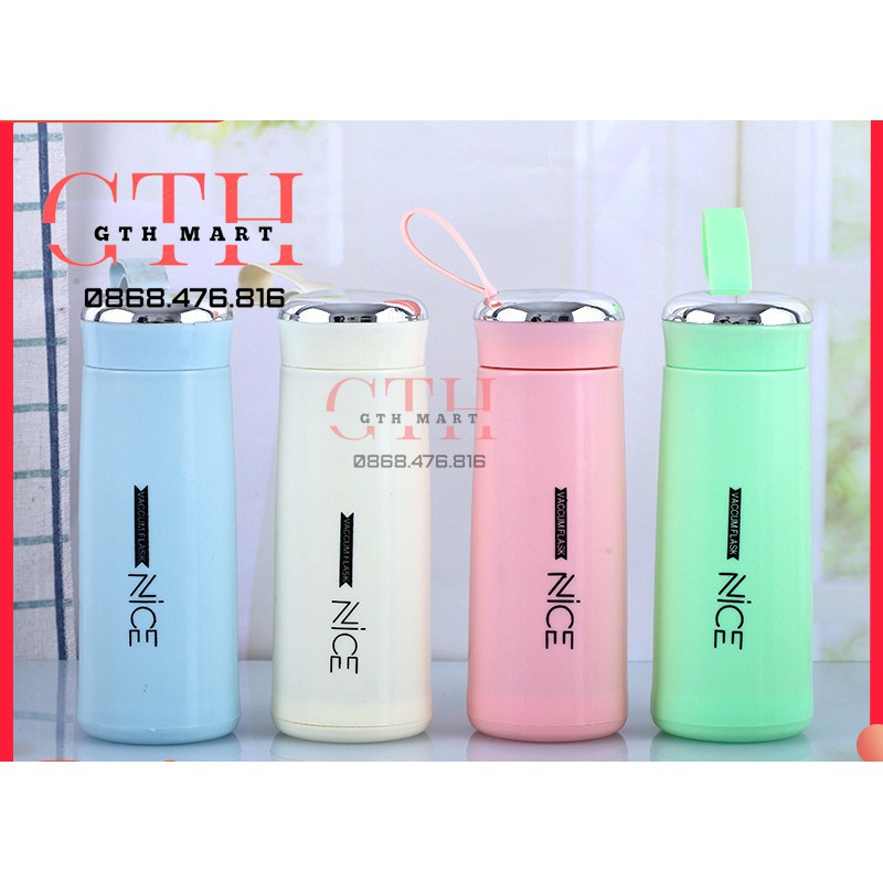Bình nước  in hình Chữ Nice  Kute 2 Lớp  nhiều màu cute – GTH MART