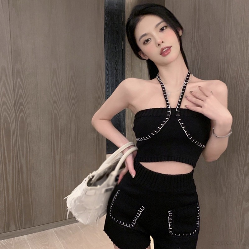 Áo Tank Top Dệt Kim Màu Trơn Dáng Ôm Thời Trang Mùa Hè Quyến Rũ Cho Nữ