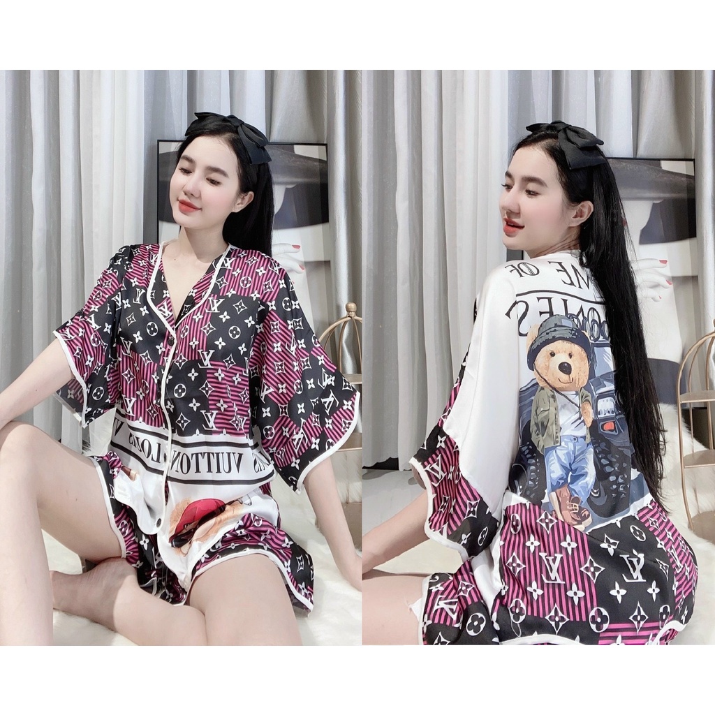 Đồ Bộ Lụa Latin Tay Cánh Dơi Quần Đùi