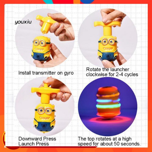 Đồ Chơi Con Quay Có Nhạc Và Đèn Hình Siêu Nhân, Doremon, Minion, Đội Chó Cứu Hộ, Người Nhện