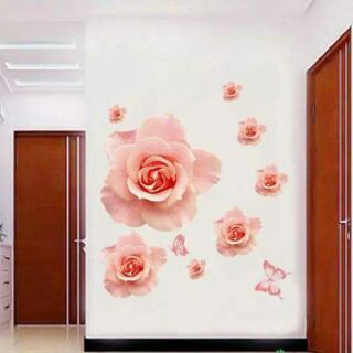 Decal dán tường Hoa hồng 3D