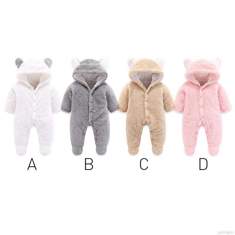 Áo liền quần thiết kế tai hoạt hình dễ thương cho bé sơ sinh