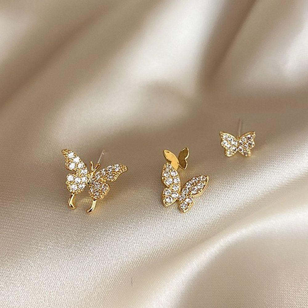 Khuyên Tai Dạng Kẹp Hình Bướm Bằng Kim Loại Sáng Bóng