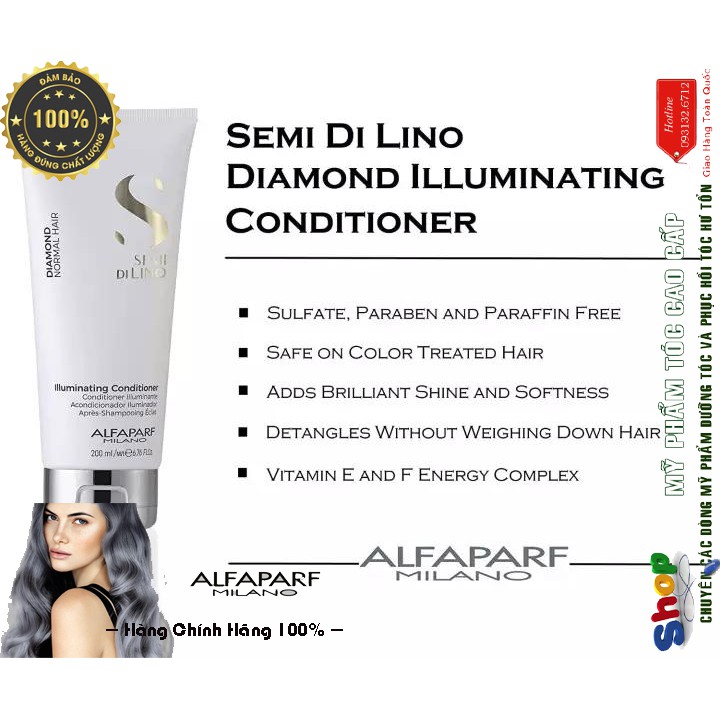 [Alfaparf-chính hãng]Dầu xả Diamond chăm sóc tóc bóng mượt 2018 Semi Dilino Illuminating Conditioner Alfaparf 2500ml