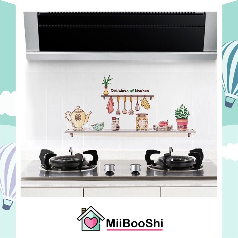 Giấy dán tường phòng ngủ phòng khách 3d giấy dán tường bếp trong suốt nhiều hình chịu nhiệt độ cao MiibooShi TX55525