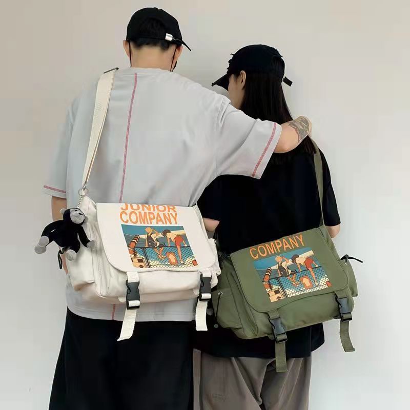 Túi Đeo Vai Vải Canvas Cỡ Lớn Kiểu Mới Cá Tính Cho Nam Và Nữ