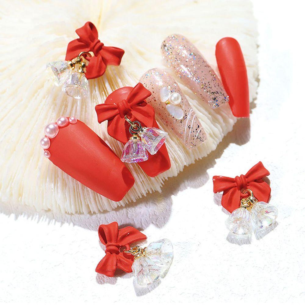 Phụ Kiện Trang Trí Móng Tay Nghệ Thuật Hình Nơ Màu Aurora Lấp Lánh Mừng Năm Mới