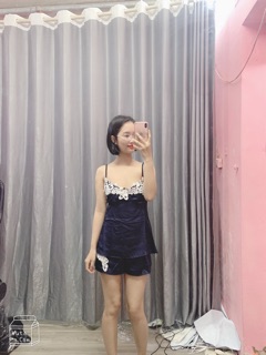 bộ ngủ lụa phối ren