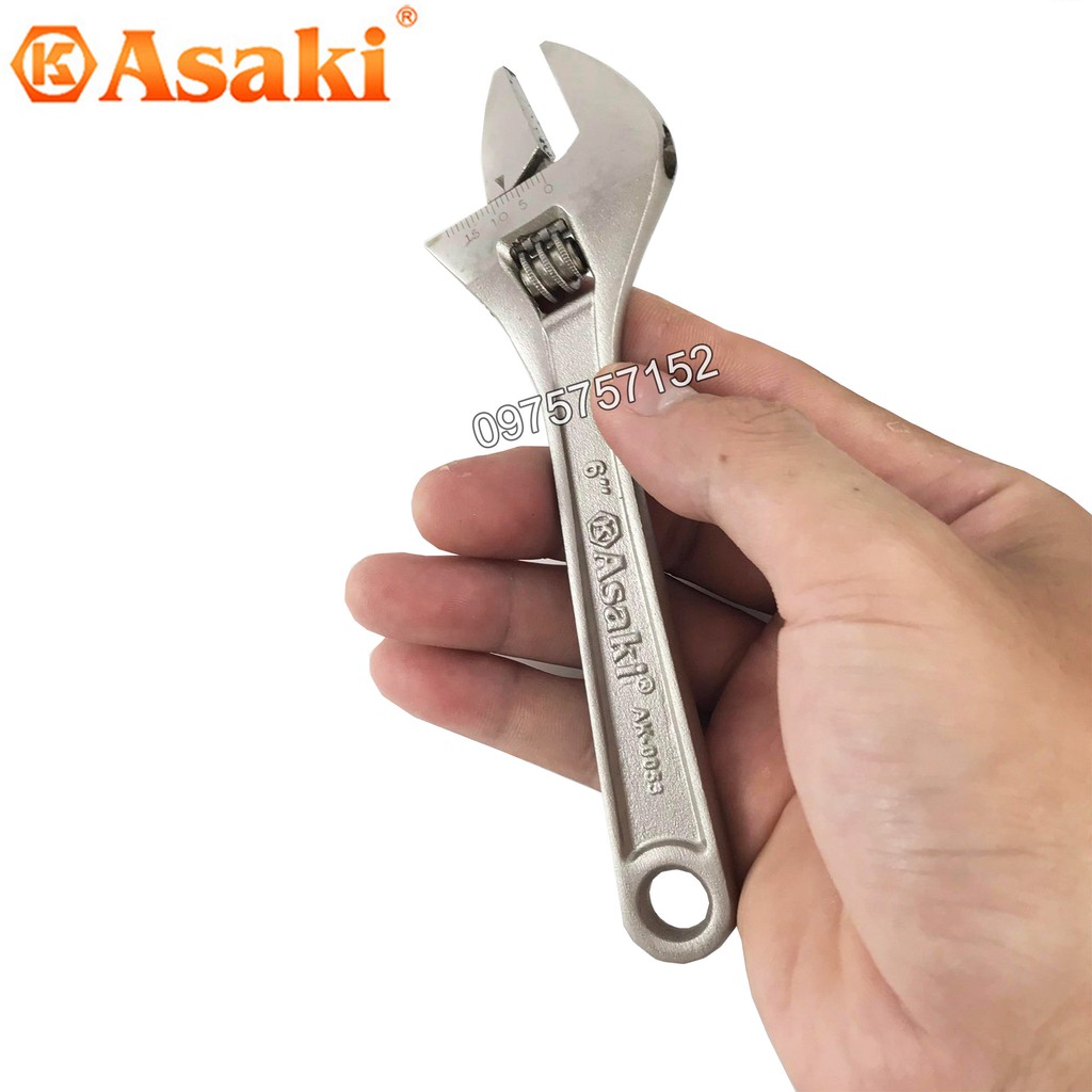 Mỏ lết xi mờ cao cấp Asaki AK-0053 6inch - 150mm (Mở tối đa 21mm)