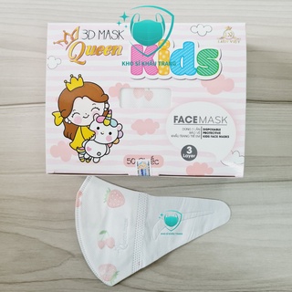 Khẩu trang 3D kids Queen hộp 50 cái dành cho bé 3-8 tuổi