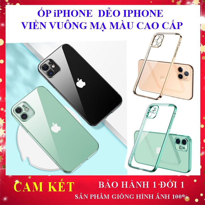 [Ảnh Thật] Ốp Iphone Dẻo Trong Viền Màu cạnh vuông cho 7plus/ 8plus/ X/Xs/ Xs Max/ 11/ 11 Pro Max/ 12/ 12pro Max cao cấp | BigBuy360 - bigbuy360.vn